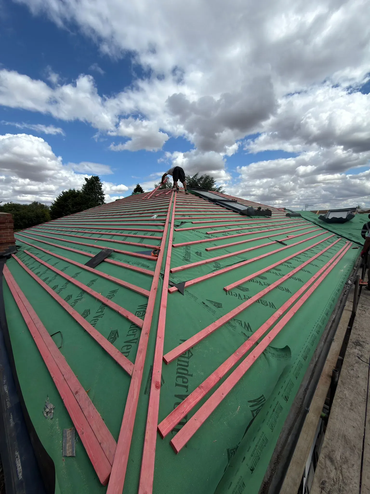 Breathable roofing membrane and treated battens installed during a roof replacement in Watford, Hertfordshire